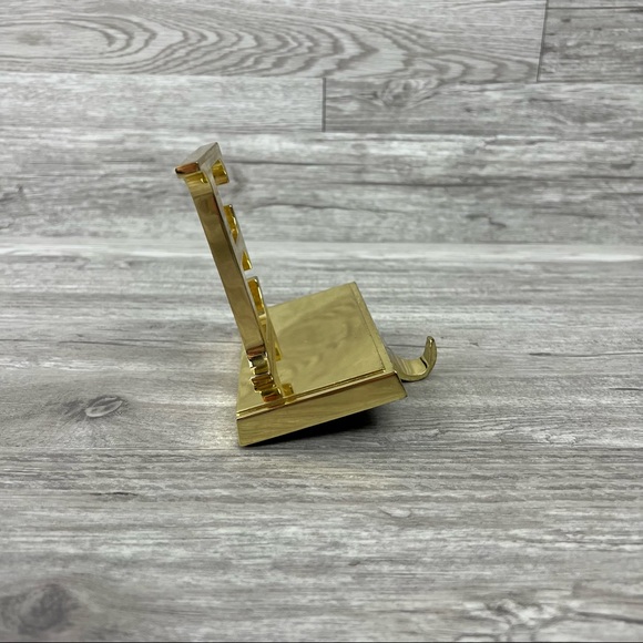 Gold Brass E Shelf Hook Stocking Hanger Christmas Decor - Picture 4 of 7